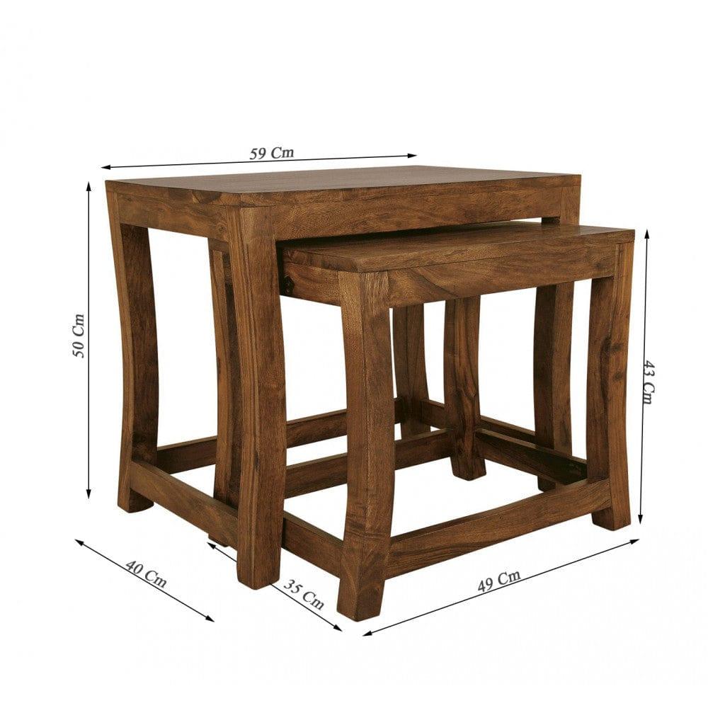 Solid Sheesham Wood Nested Tables In Honey Finish