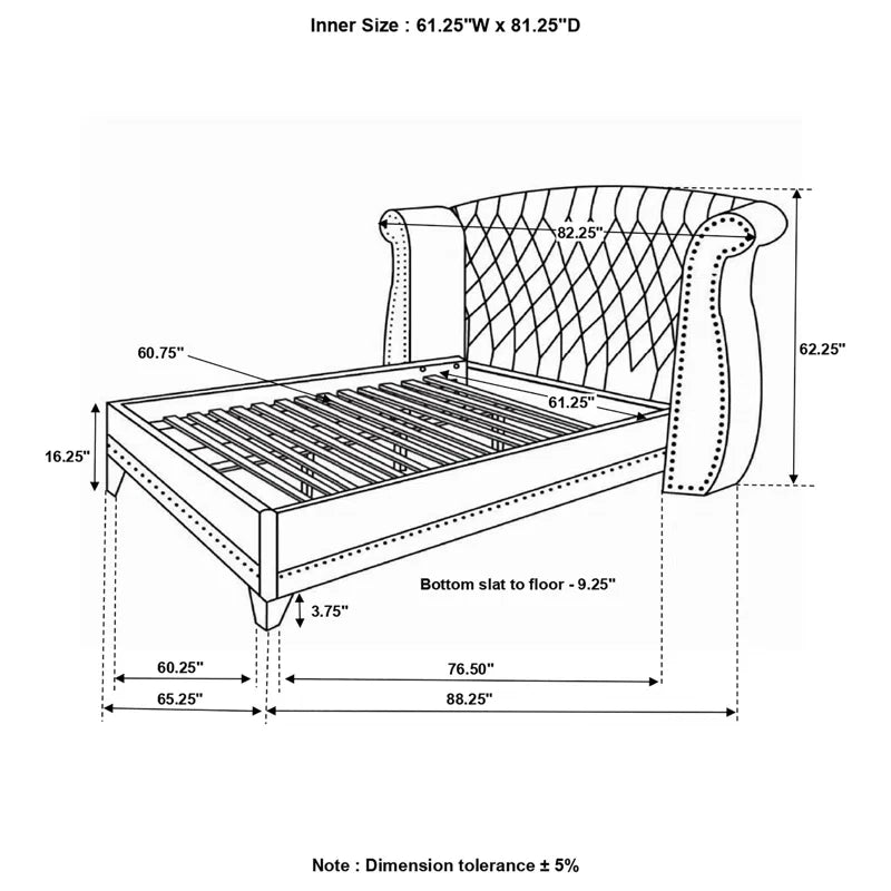 Dasher Upholstered Wingback Bed