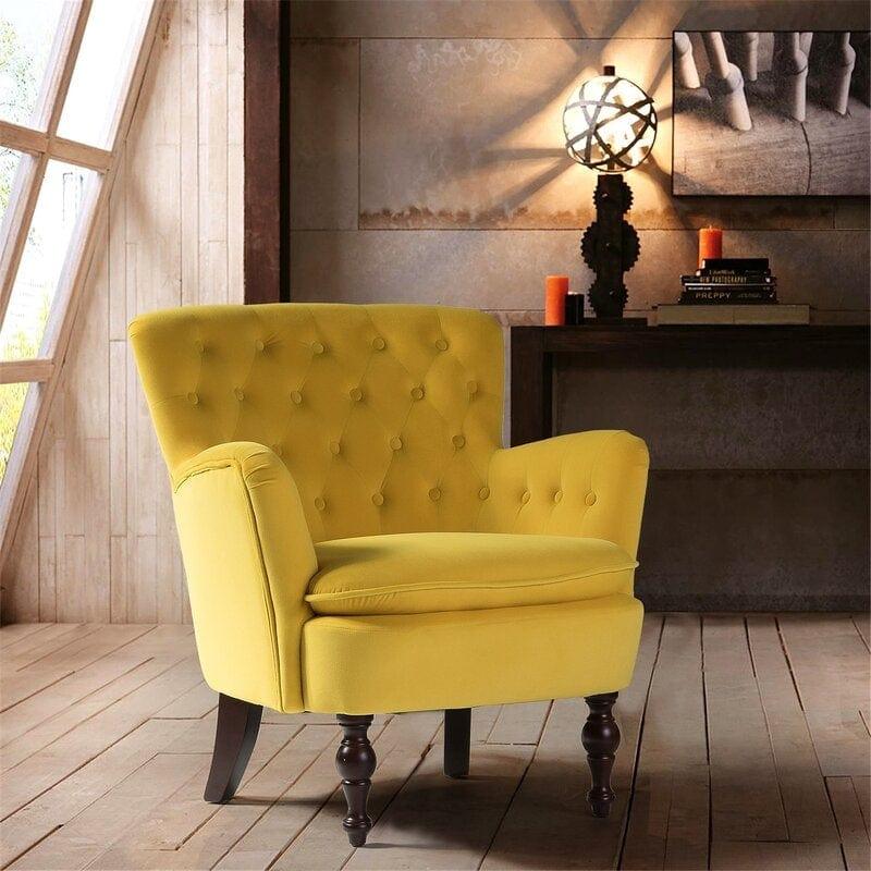 Wide Tufted Velvet Armchair