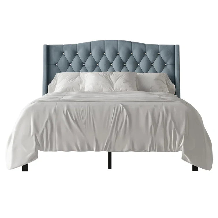 Classic Comfort Wingback Velvet Bed Frame – Full/Double Size