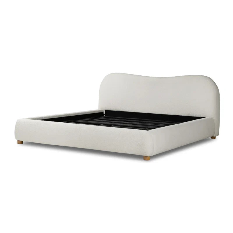 Upholstered Oliver Bed with Curved Headboard, Performance fabric, Heshimu