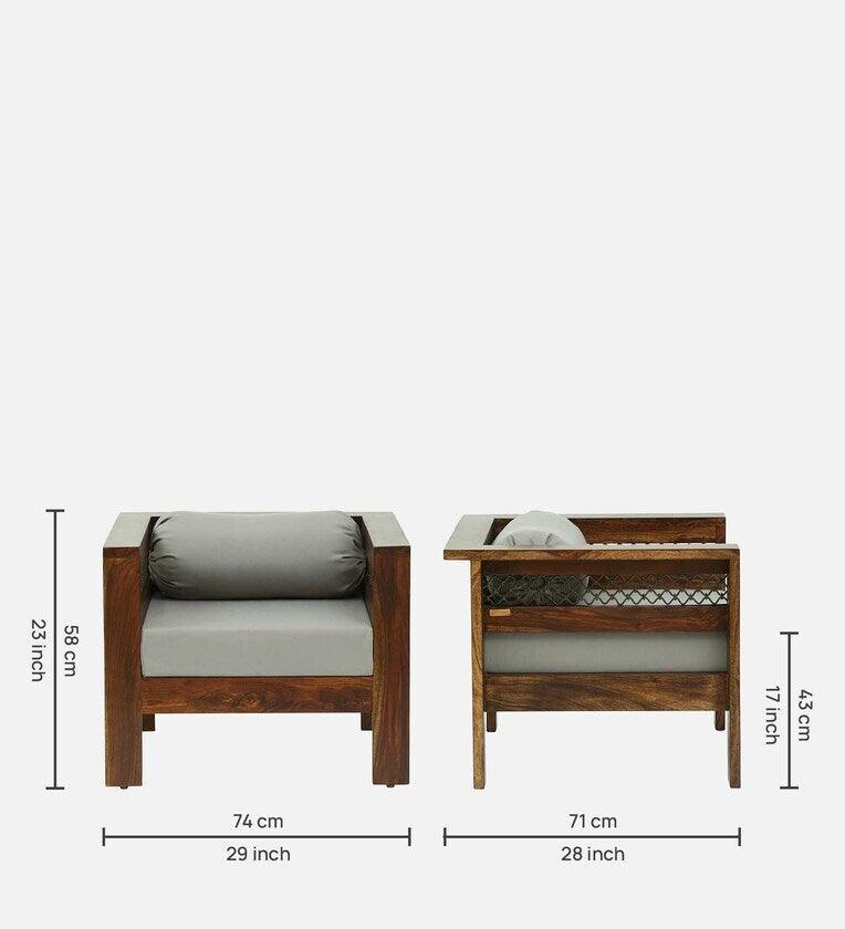 Sheesham Wood 1 Seater Sofa In Provincial Teak Finish