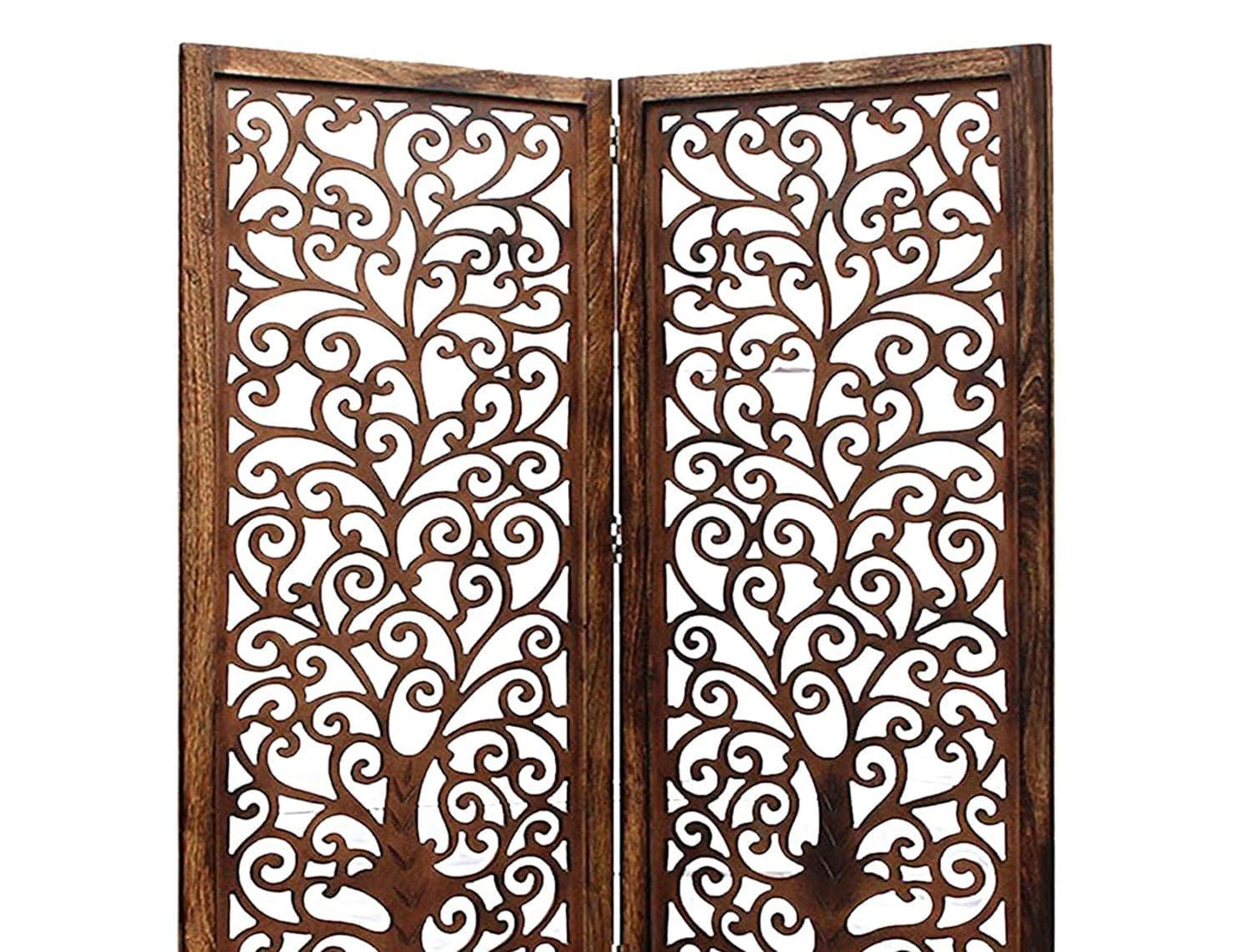 wooden Handcrafted 2 Panel Brown Wooden Room Partition/Divider