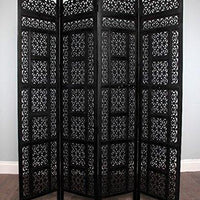Wooden Handicrafts Room Divider Partition Screen for Living Room - Wooden Screen Wooden Separator Consists of 4 Panels to be Placed in Zig-Zag