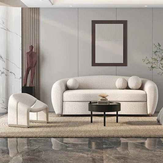 Joel White Teddy Velvet 3 Seaters Curved Sofa for Living Room