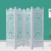 4 Panel Wooden Partition for Living Room & Office in White Colour