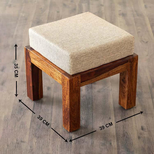 Sheesham Wood Coffee Table with Stools - Brown