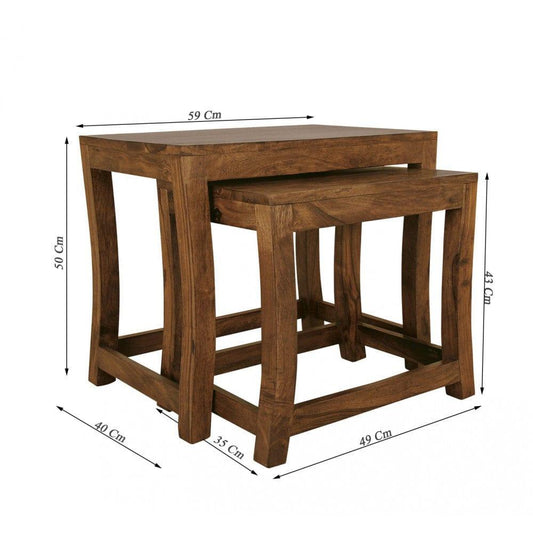 Solid Sheesham Wood Nested Tables In Honey Finish