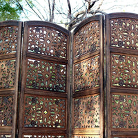 4 panel Wooden Partition Wooden Handcrafted Partition Room Divider Separator for Living Room Office Partition Screen Room Divider Wood Partitions for Home Kitchen & Office