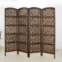4 panel Wooden Partition Wooden Handcrafted Partition Room Divider Separator for Living Room Office Partition Screen Room Divider Wood Partitions for Home Kitchen & Office