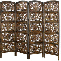 4 panel Wooden Partition Wooden Handcrafted Partition Room Divider Separator for Living Room Office Partition Screen Room Divider Wood Partitions for Home Kitchen & Office