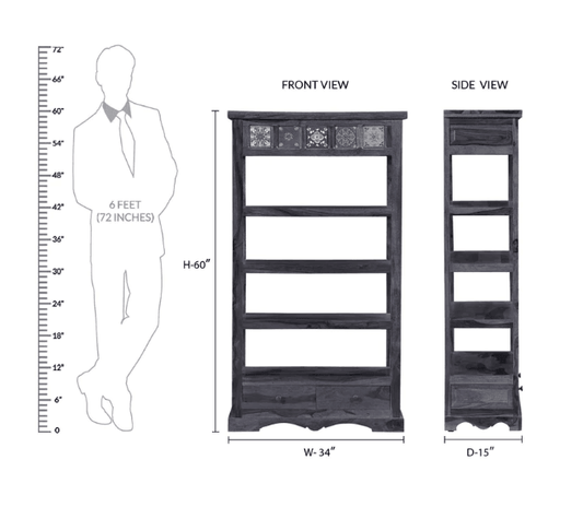 Sheesham Wood Bookshelf (Walnut Finish)
