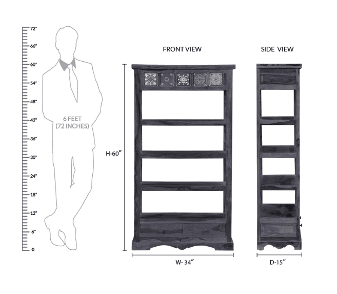 Sheesham Wood Bookshelf (Walnut Finish)