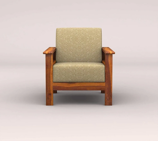 EDWIN 3+1+1 WOODEN SOFA SET (HONEY FINISH)