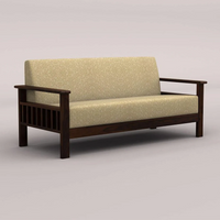 EDWIN 3+1+1 WOODEN SOFA SET (WALNUT FINISH)