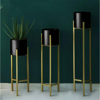 Plant Stand | 3 pcs Modern Planters for Indoor Plants | Metal Floor Planter Set with Foldable Stand (Pack of 3)
