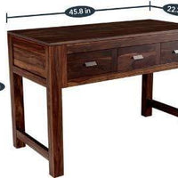 Standard Size Sheesham Wooden Three Drawer Study & Laptop Table in Provincial Teak Finishing