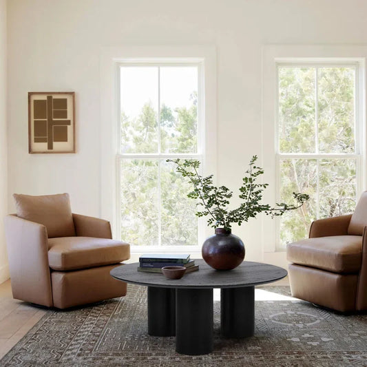 40" Drum With 3 Legs Pedestal Round Coffee Table