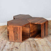 Sheesham Wood Arshia Set Of 3 Hexagonal Tables