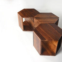 Sheesham Wood Arshia Set Of 3 Hexagonal Tables