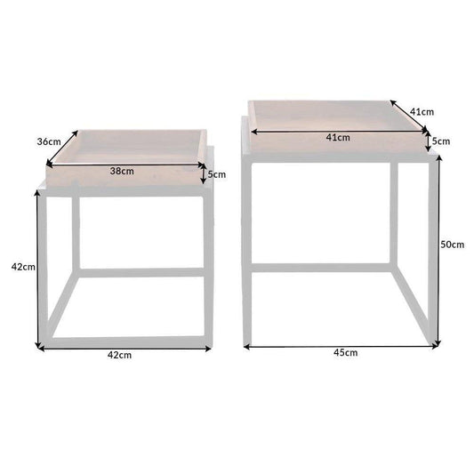 Sheesham Wood Nested Table with Metal Stand in Honey Finish