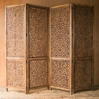 Wood Room Divider Handicrafts Partition for Living Room 4 Panels Room Separators Screen Panels Wooden Partition Room Divider for Home & Kitchen Office