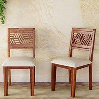 Pure Sheesham Wood Comfort Seating Cushioned Dining Chair in Provincial Teak Finishing