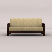 EDWIN 3+1+1 WOODEN SOFA SET (WALNUT FINISH)