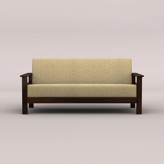 EDWIN 3+1+1 WOODEN SOFA SET (WALNUT FINISH)