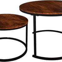 Round Nesting Coffee Table Modern Nesting Side Set of 2 End Table for Living Room Balcony Garden