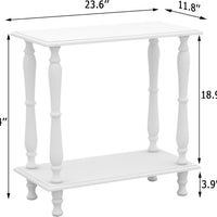 White 2-Tier Wooden Side Table – Vintage French Style for Living Room & Bedroom, Perfect for Small Spaces