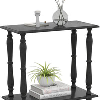 White 2-Tier Wooden Side Table – Vintage French Style for Living Room & Bedroom, Perfect for Small Spaces