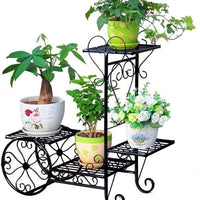 Plant Stand Flower Trolley Rack Display Metal Indoor Flower Pot Shelf Garden Flower Pot Holder Flower Shelf