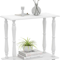 White 2-Tier Wooden Side Table – Vintage French Style for Living Room & Bedroom, Perfect for Small Spaces