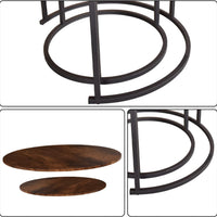 Round Nesting Coffee Table Modern Nesting Side Set of 2 End Table for Living Room Balcony Garden