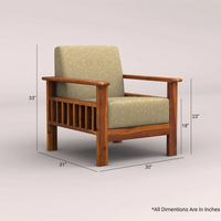 EDWIN 3+1+1 WOODEN SOFA SET (HONEY FINISH)