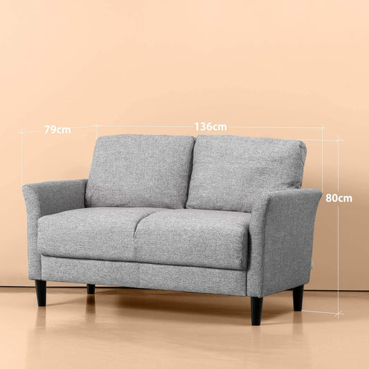 Zinus Classic Sofa 2 Seater Loveseat Fabric Chair Lounge Couch in Soft Grey