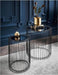 Nesting Black Wire Nesting End Tables with Mirrored Top – Modern Art Deco Coffee & Side Table Set Set of 2 Round End Tables Living Room Wire Coffee Table Cage Black Bedside Glass Mirrored Top Caged Side Indoor Furniture