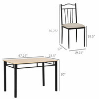 5 Piece Dining Set 1 Table 4 Chairs for Home Kitchen with Padded Seat, Metal Frame