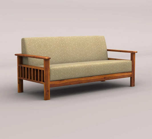 EDWIN 3+1+1 WOODEN SOFA SET (HONEY FINISH)