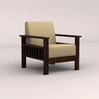 EDWIN 3+1+1 WOODEN SOFA SET (WALNUT FINISH)