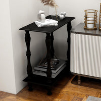 White 2-Tier Wooden Side Table – Vintage French Style for Living Room & Bedroom, Perfect for Small Spaces