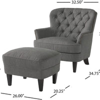 Tafton Fabric Club Chair and Ottoman  Grey