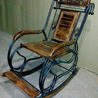 Wooden & Iron Rocking Chair Wooden Chair Swing Chair