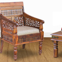 Pure Sheesham Wood Antique Look Seating Chair/Wooden Handmade King of Chair for Living Room