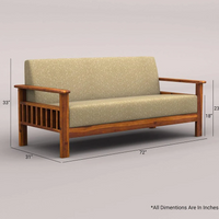 EDWIN 3+1+1 WOODEN SOFA SET (HONEY FINISH)