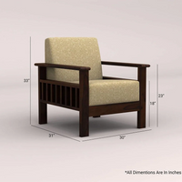 EDWIN 3+1+1 WOODEN SOFA SET (WALNUT FINISH)