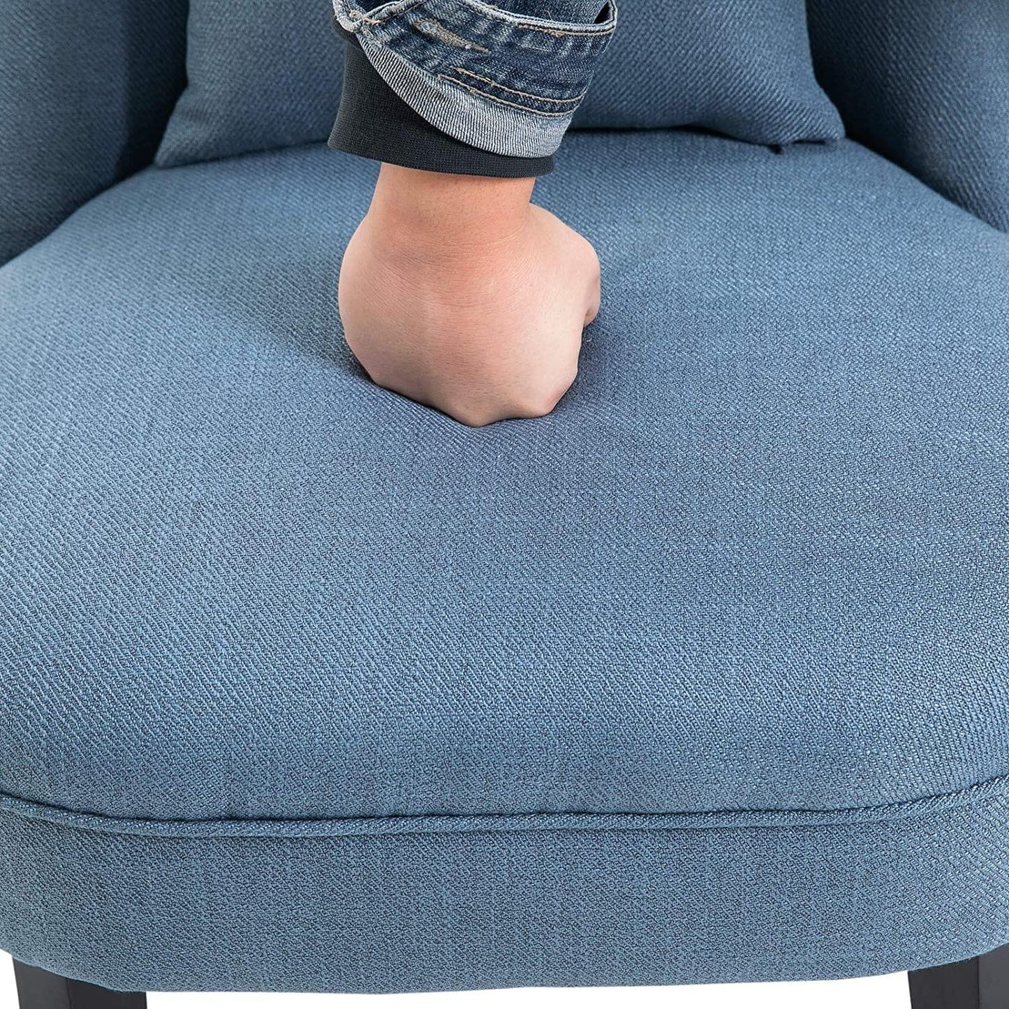 Fabric Single Sofa Dining Chair Tub Chair Upholstered W/Pillow Solid Wood Leg Home Living Room Furniture Blue