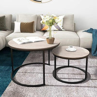 Round Nesting Coffee Table Modern Nesting Side Set of 2 End Table for Living Room Balcony Garden