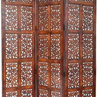 3 panel Wood Partition  for Living Room | Office Partition Screen Room Divider Solid Wood